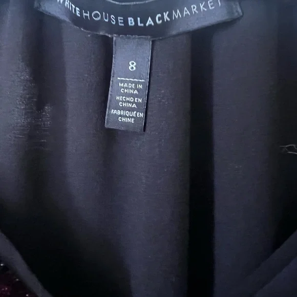 White House Black Market Black cold shoulder Ruffled Blouse Size 8/Whimsigoth - Picture 8 of 11